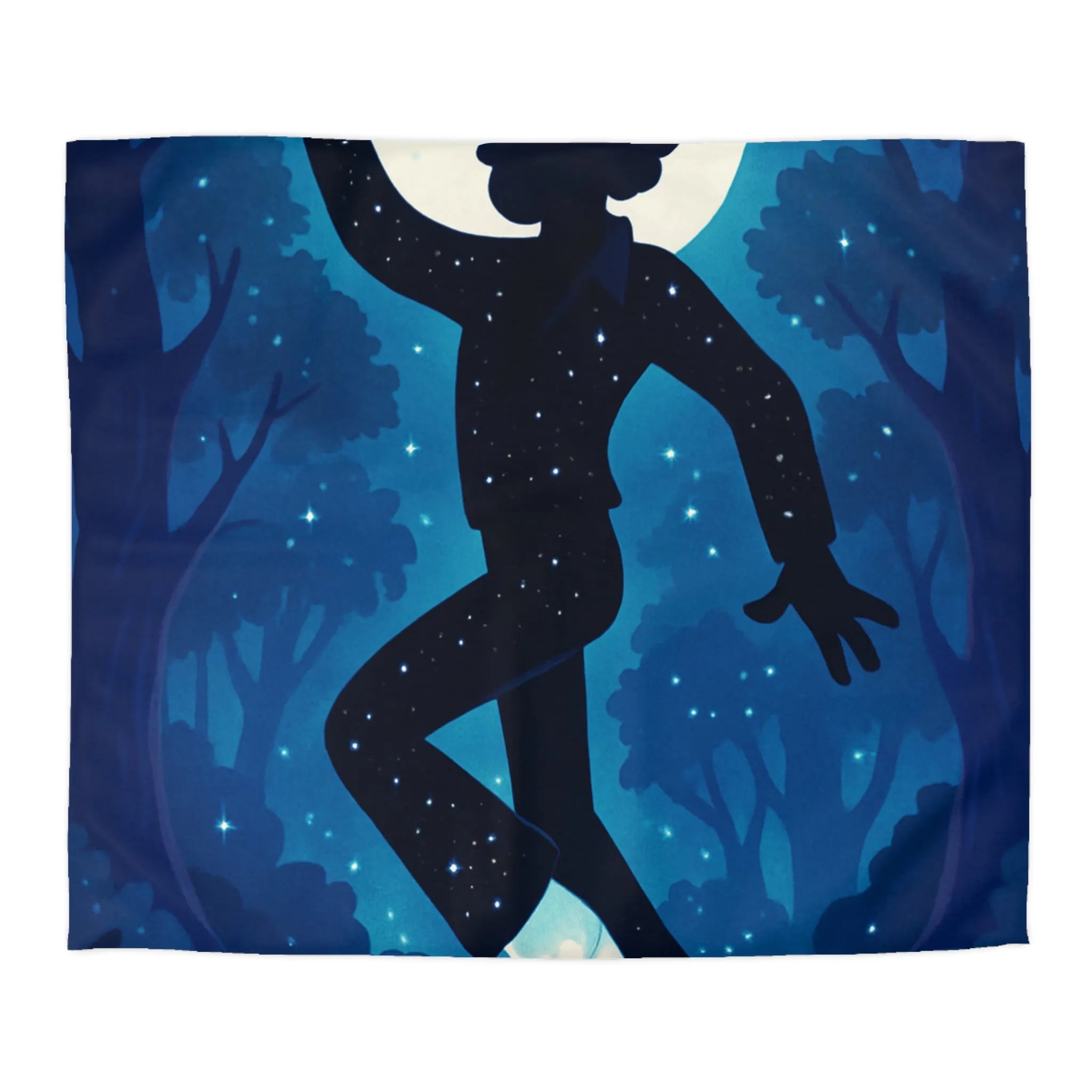 Housse de couette ambiance nocturne silhouette dansante avec pleine lune et étoiles