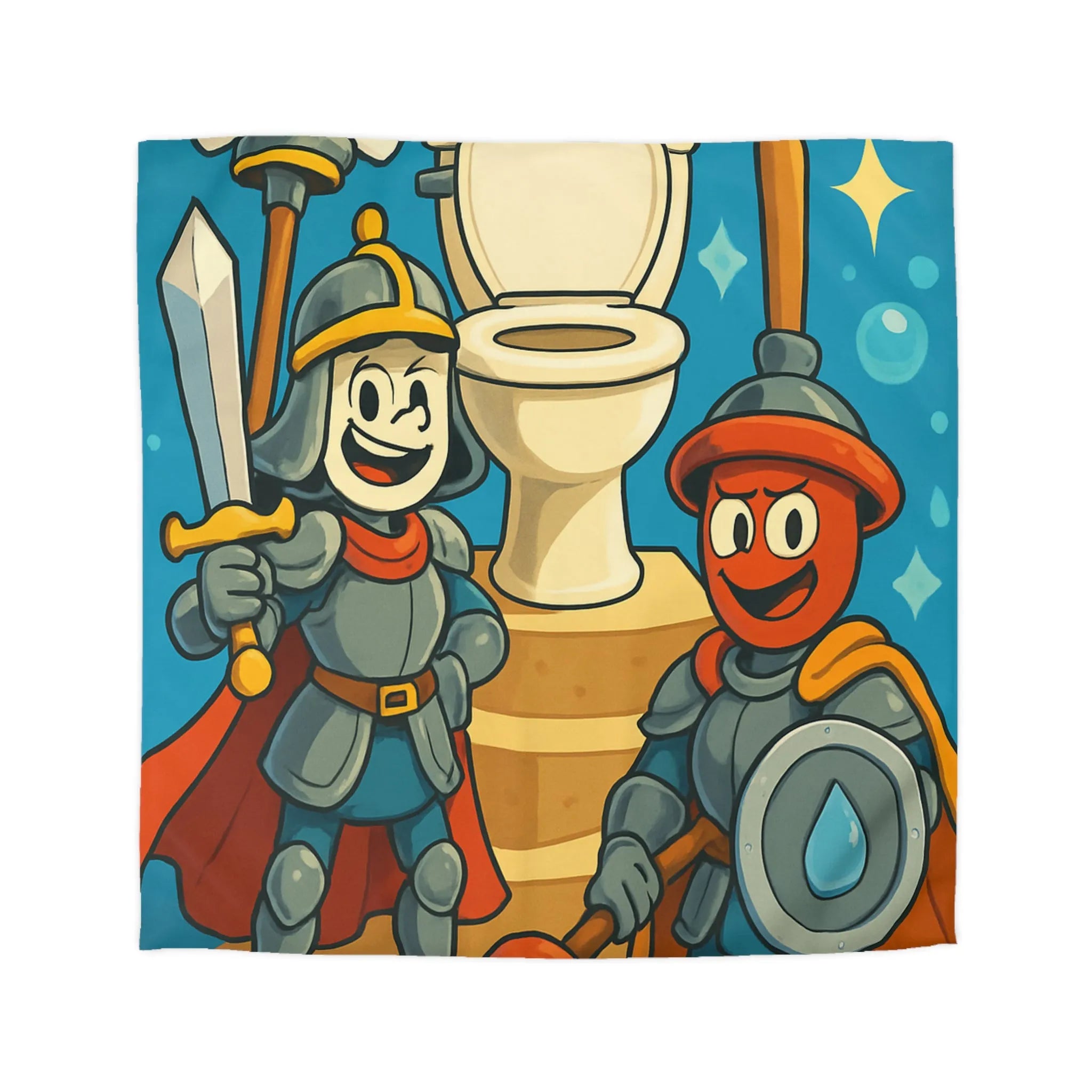 Chevaliers Rigolos Protègent Trône Blanc avec Épées Plongeur Housse de Couette Unique
