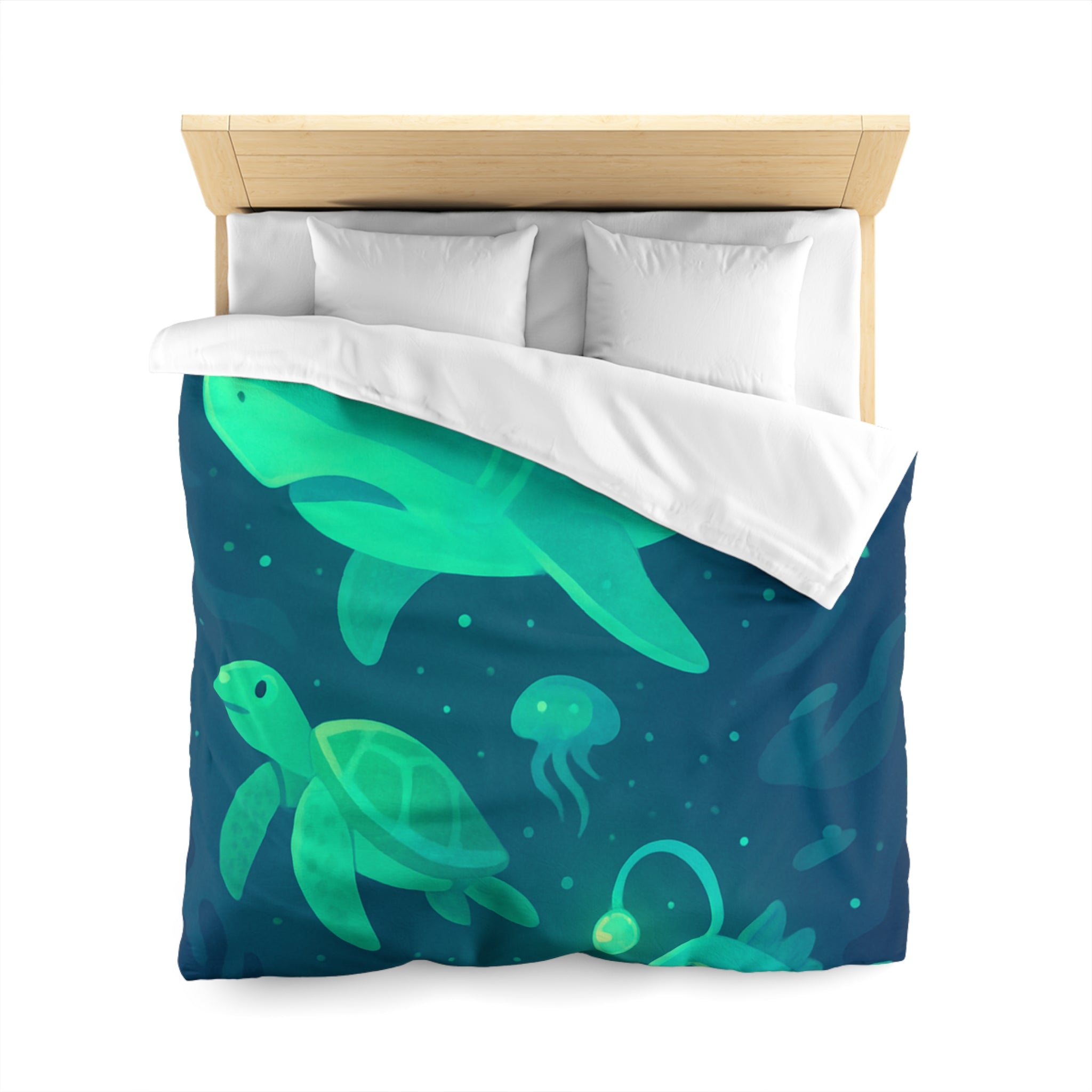 Housse de Couette Océan Lumineux avec Animaux Marins Amusants et Fantastiques Illustrés