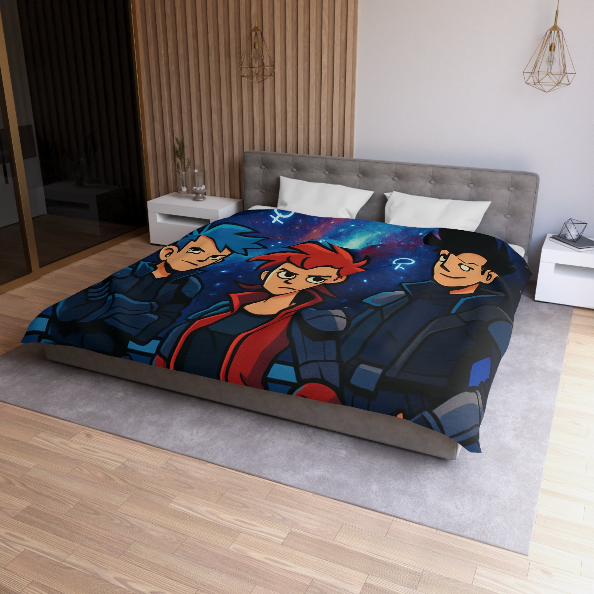 Housse de Couette Microfibre Illustration Unique Design Moderne Décoration Intérieure Raffinée