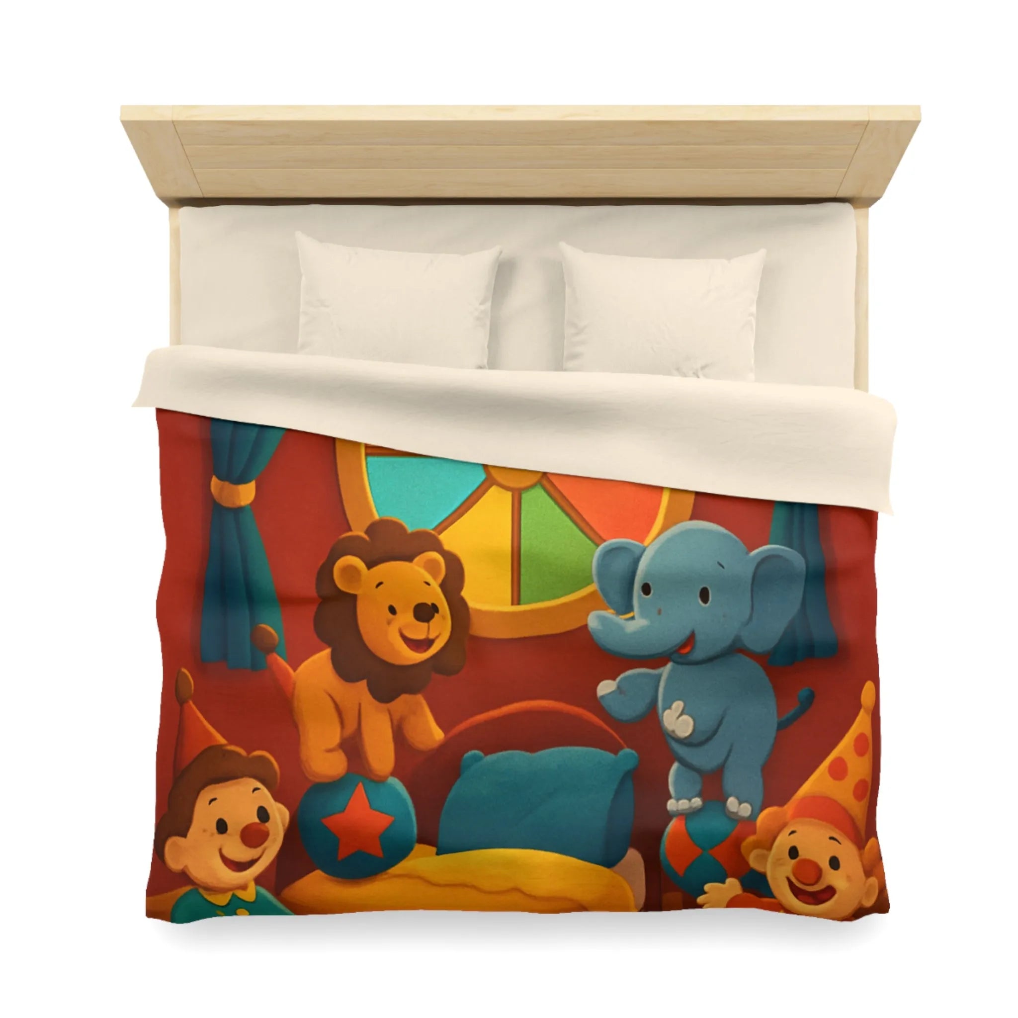 Housse de Couette Cirque Joyeux avec Animaux et Clowns pour Enfants