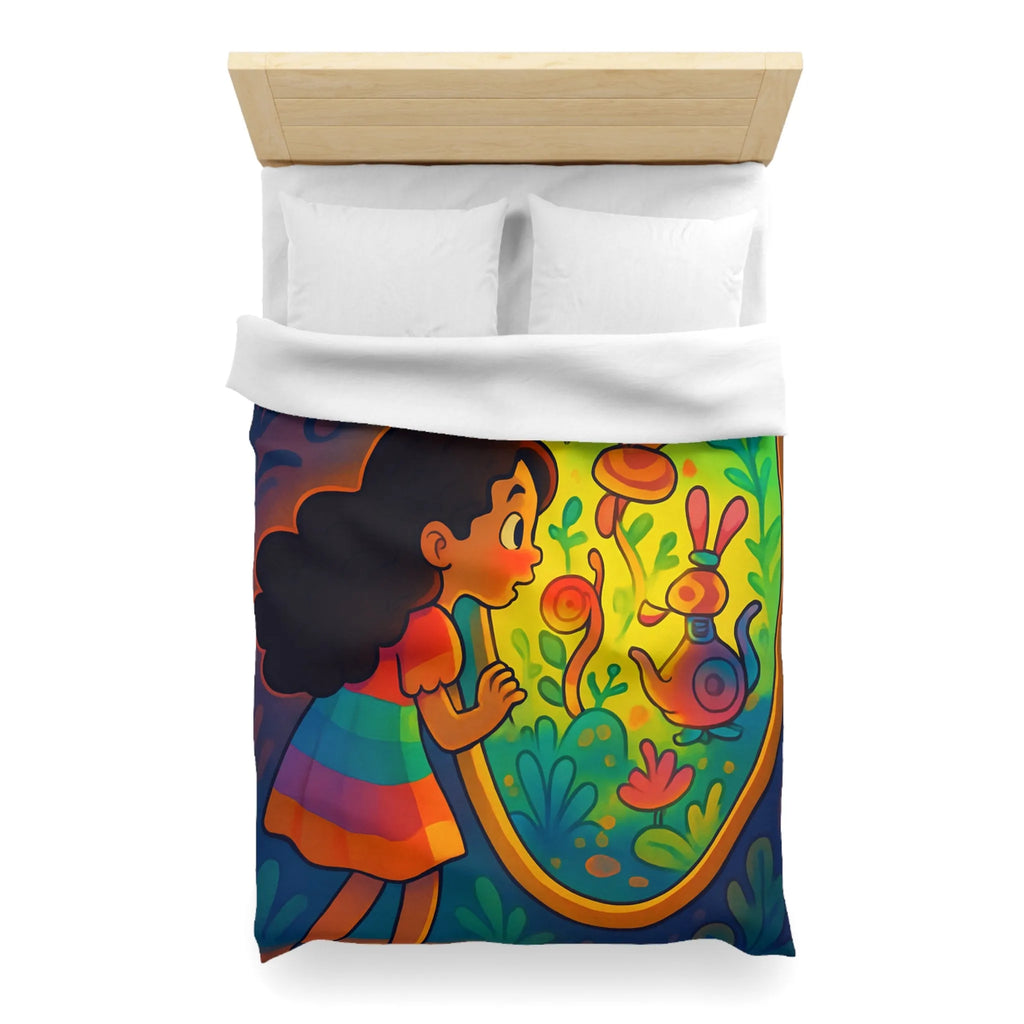 Housse de Couette Enfant Rêve Mystérieux Jardin Émerveillé Couleurs Vives Décor Imaginaire