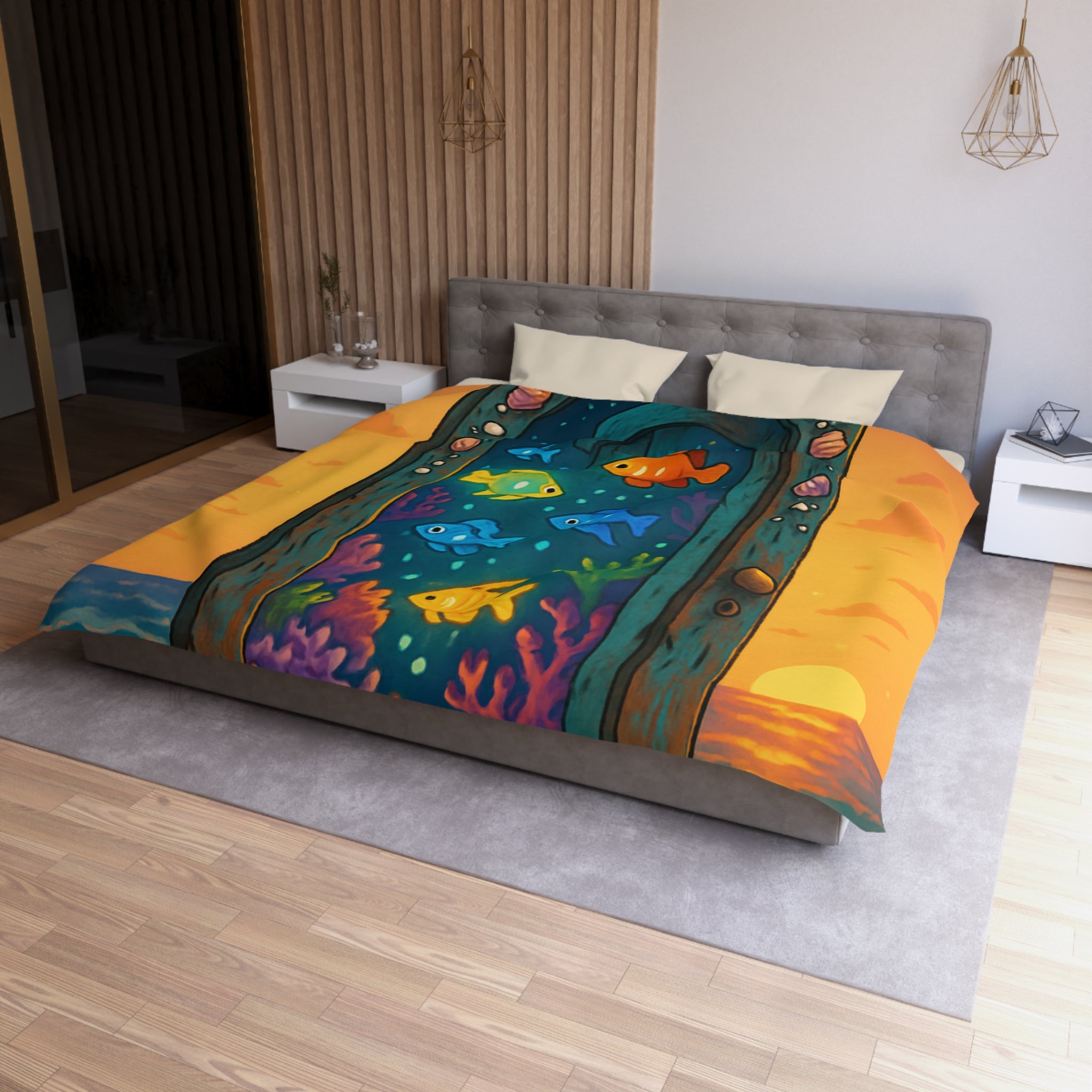 Housse de Couette Microfibre Motif Créatif Original Style Contemporain Chambre Élégante