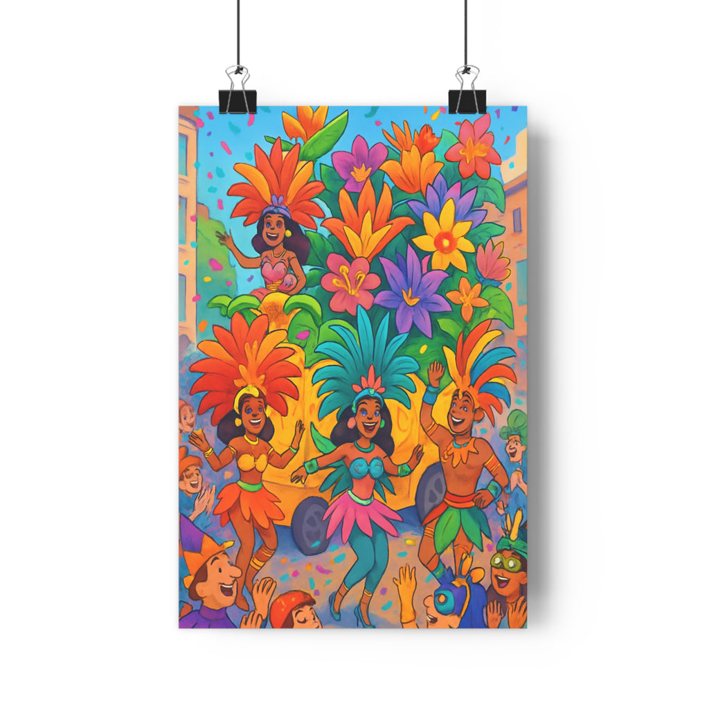 Poster décoratif cartoon bleu orange violet joyeux salon bureau dynamique intérieur carnaval qualité festive