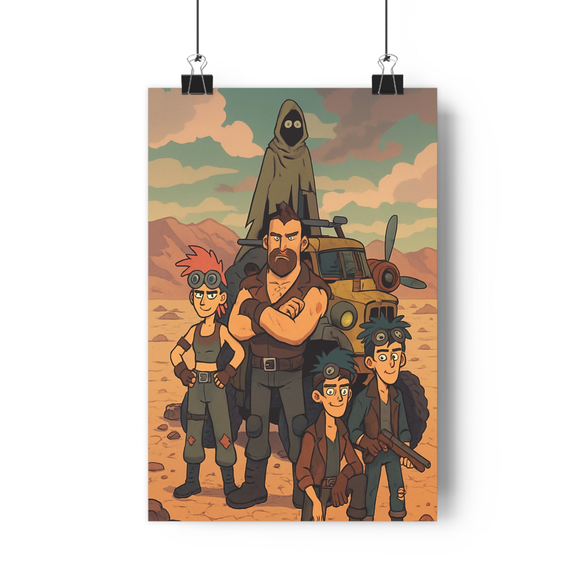 Poster décoratif aventure postapocalyptique dessin animé couleur chaude salon chambre style intense vintage qualité