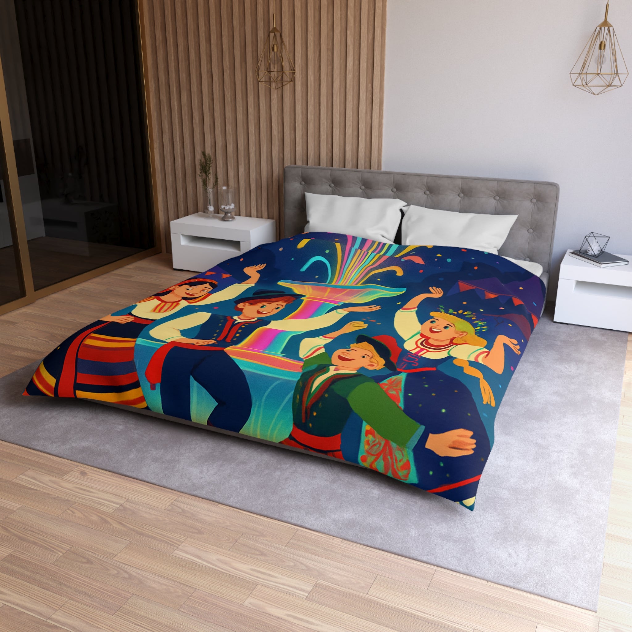 Housse de Couette Microfibre Illustration Unique Design Moderne Décoration Intérieure Raffinée