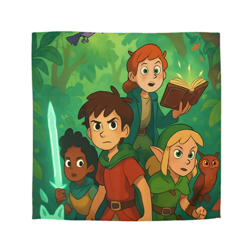 Housse de Couette Fantaisie Enfants Aventuriers Forêt Magique Chasse au Trésor Épique