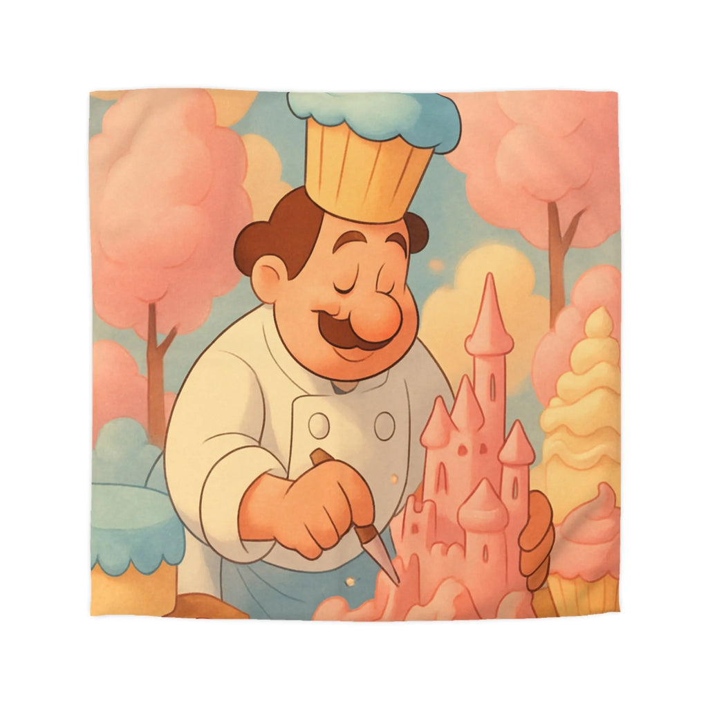 Housse de couette avec pâtissier créatif et château en crème pâtissière colorée