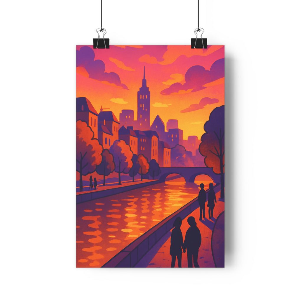 Poster décoratif urbain crépuscule art moderne mystique violet orange chambre salon qualité exceptionnelle impression