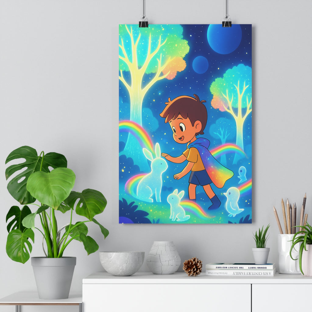 Poster décoratif féerique lumineux forêt enchantée enfant créatif magique ambiance rêveuse colorée 30x46 qualité