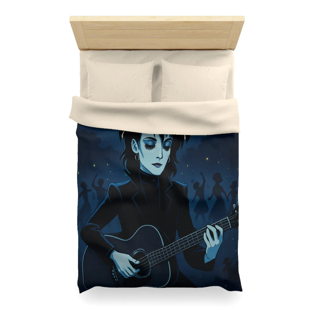 Housse de Couette Gothique avec Musicien à la Guitare Devant Pleine Lune Mystique