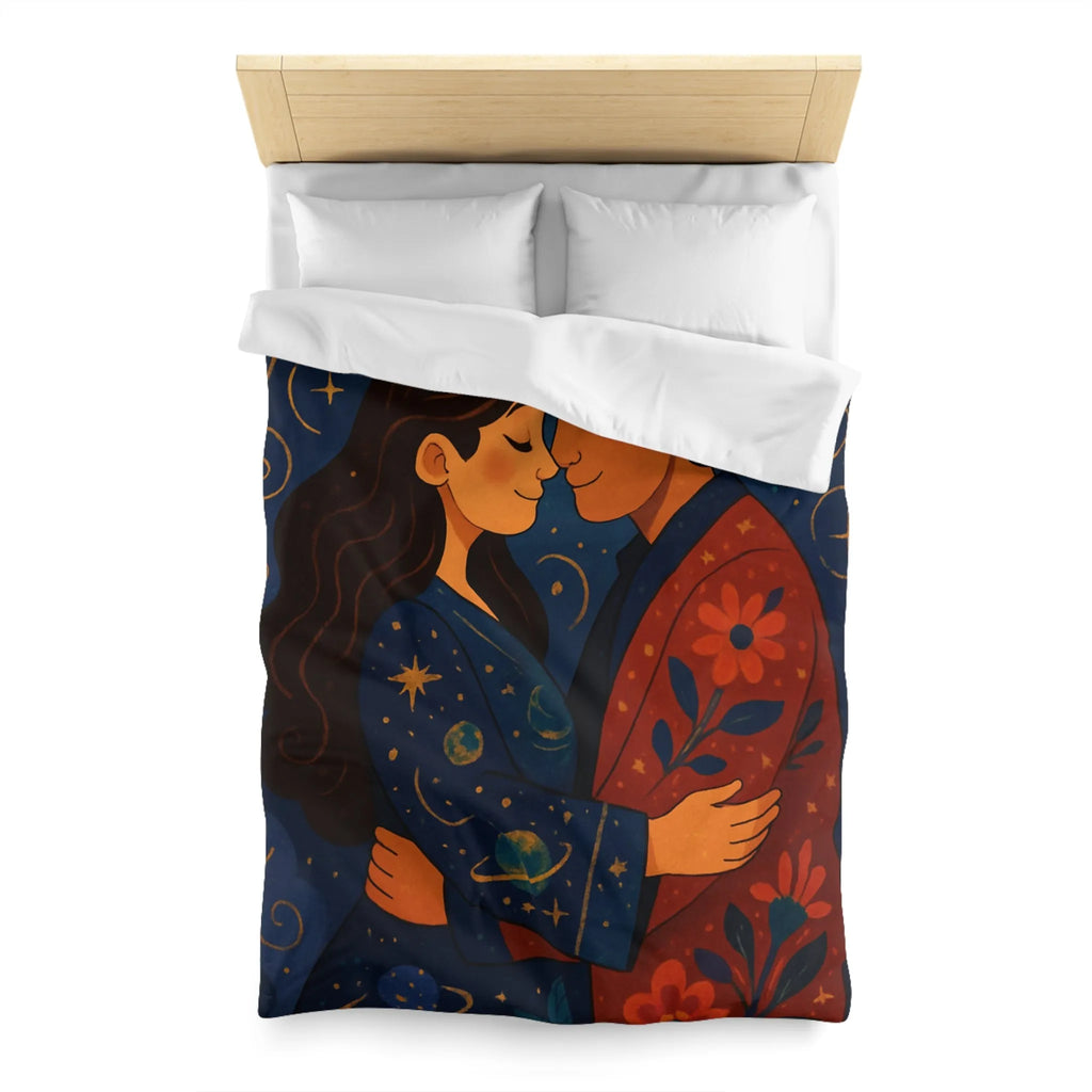 Housse de couette avec illustration romantique au clair de lune et motifs celestes