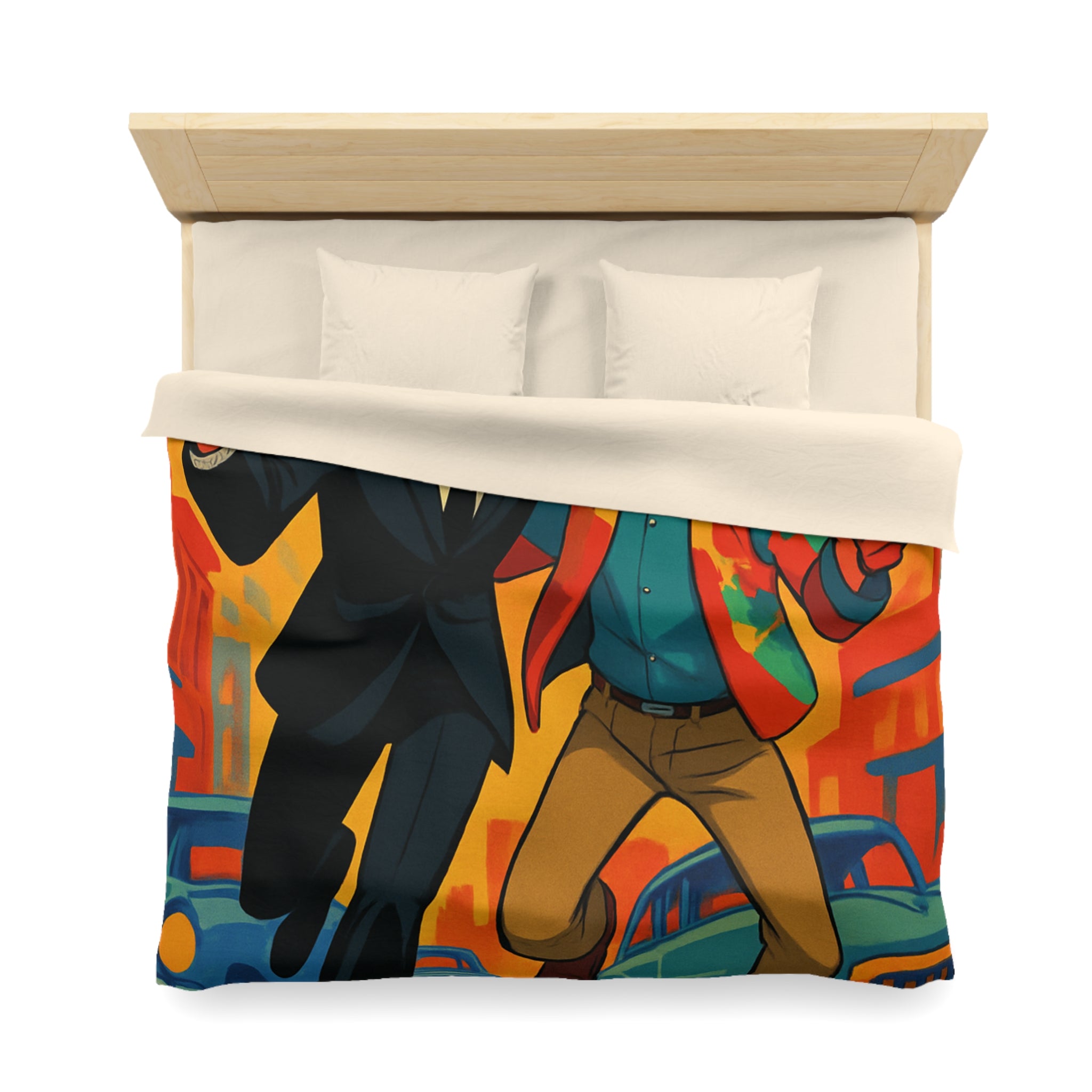 Housse de Couette Microfibre Illustration Unique Design Moderne Décoration Intérieure Raffinée