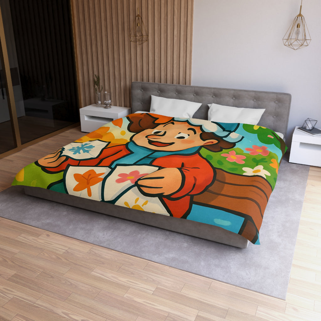 Housse de Couette Microfibre Illustration Unique Design Moderne Décoration Intérieure Raffinée