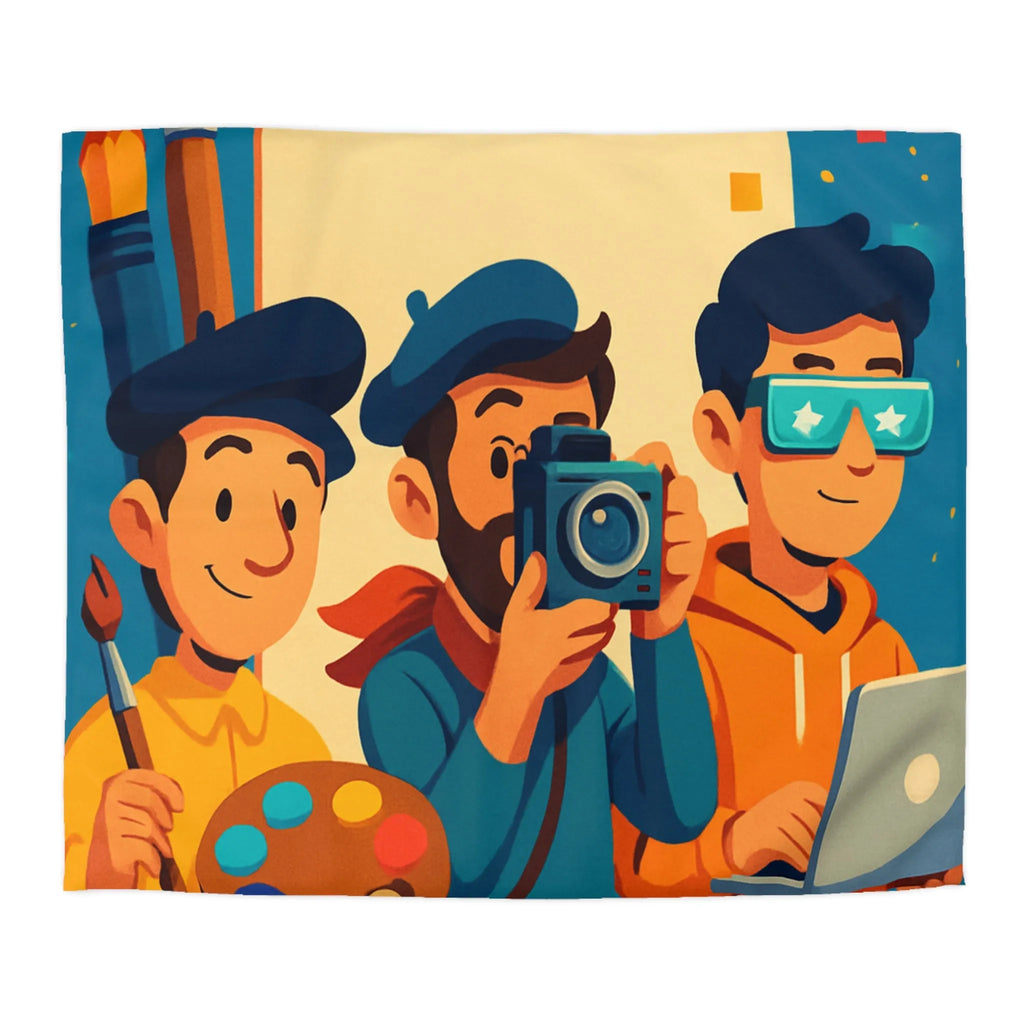 Housse de couette colorée avec artistes créatifs et style cartoon pour chambre moderne