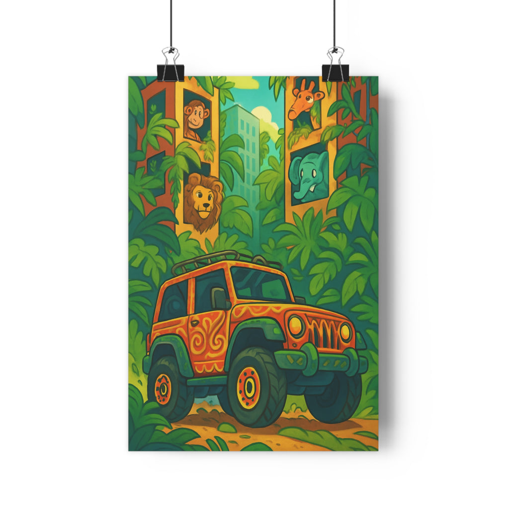 Poster décoratif cartoon coloré urbain nature sauvage aventure chambre enfant salon moderne animalier vibrant