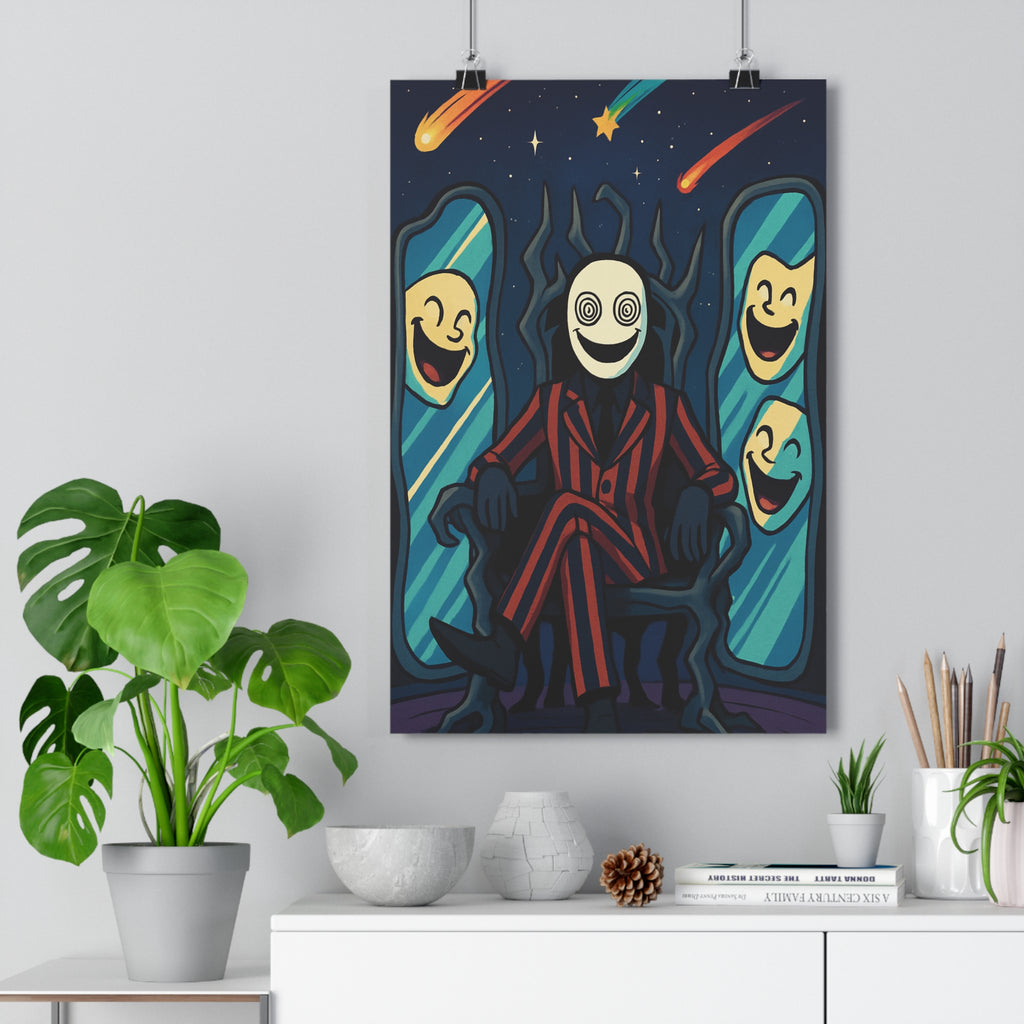 Poster décoratif mystérieux rouge noir magique moderne salon chambre design contrasté miroir trône étoilé