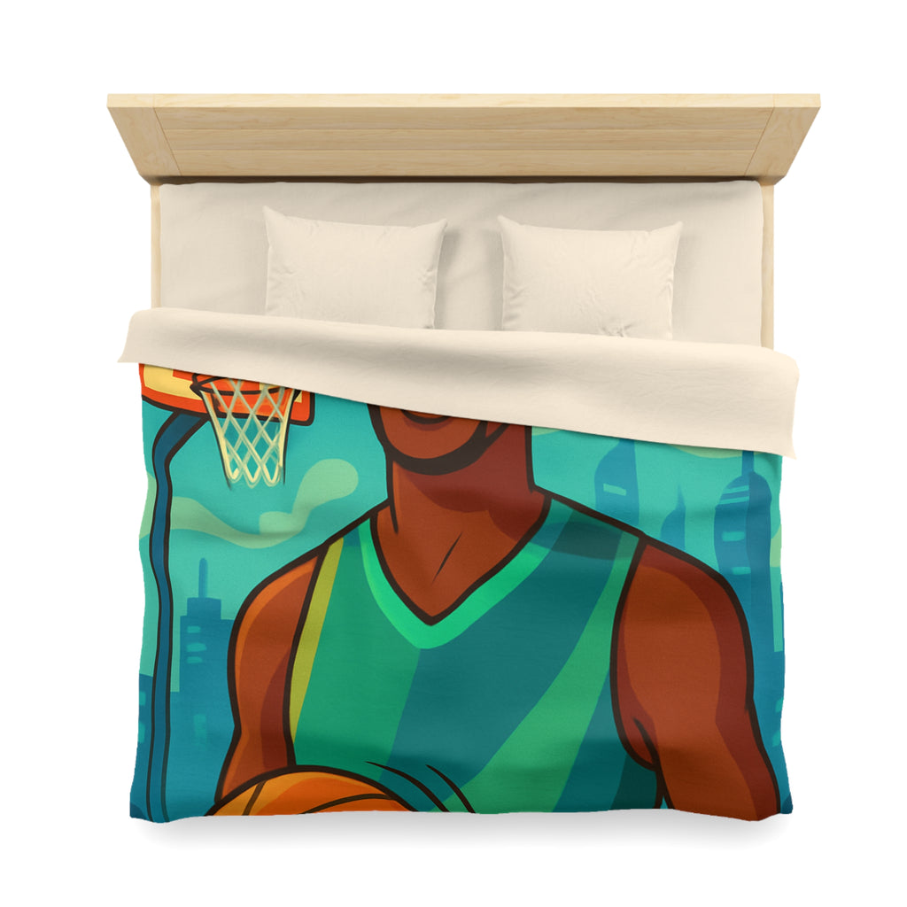 Housse de Couette Pour Enfant Thème Basketball Colorée et Ludique avec Joueur Souriant