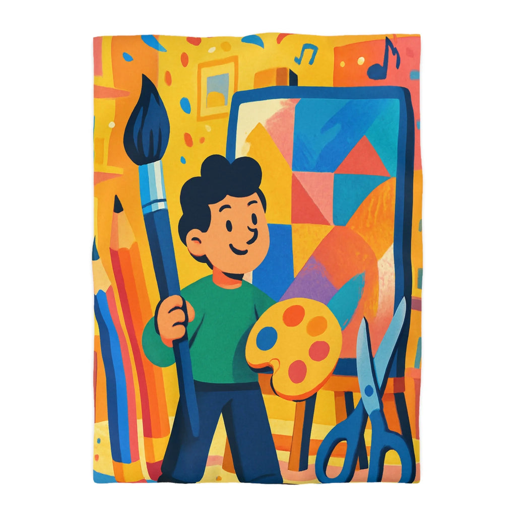 Housse de couette colorée avec motif artistique vibrante pour chambres créatives et dynamiques