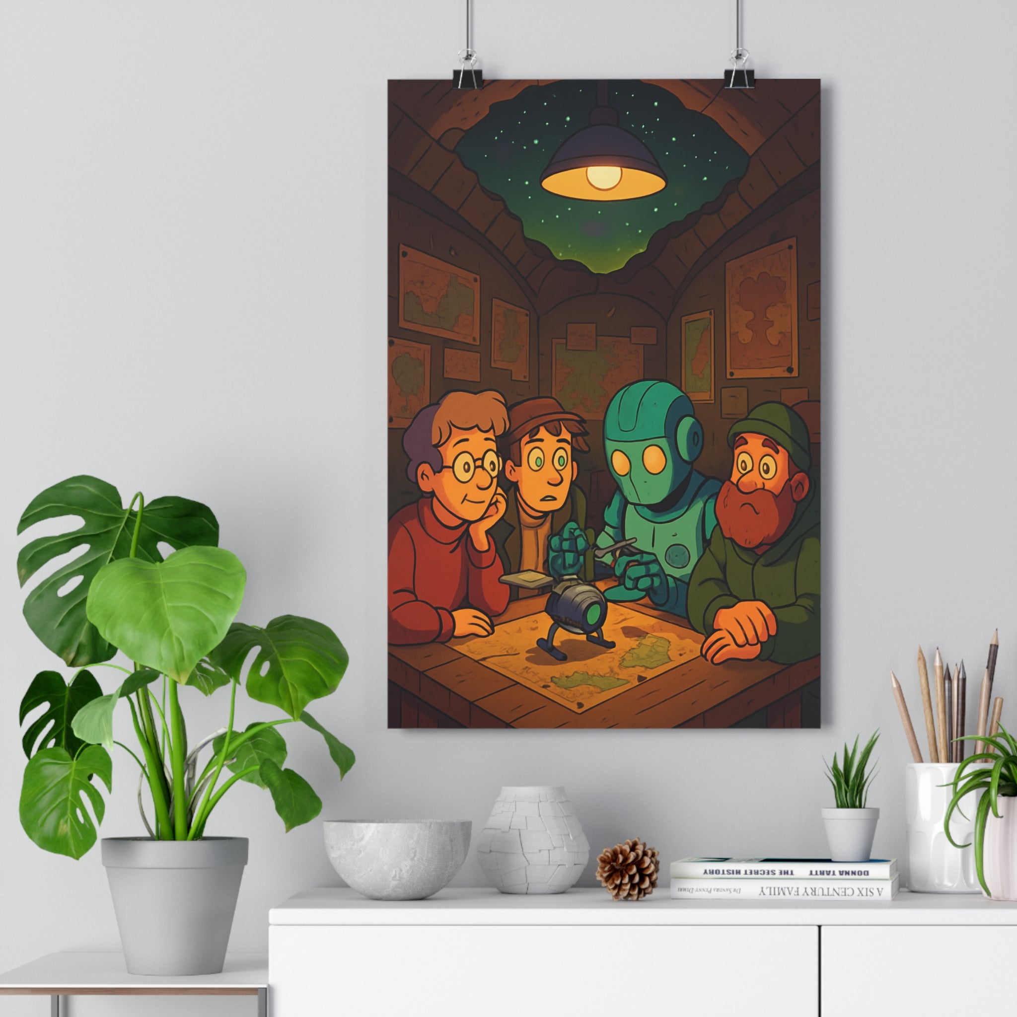 Poster décoratif anime étoilé chaleureux rustique aventure mystique salon chambre bureau ambiance unique stylisé