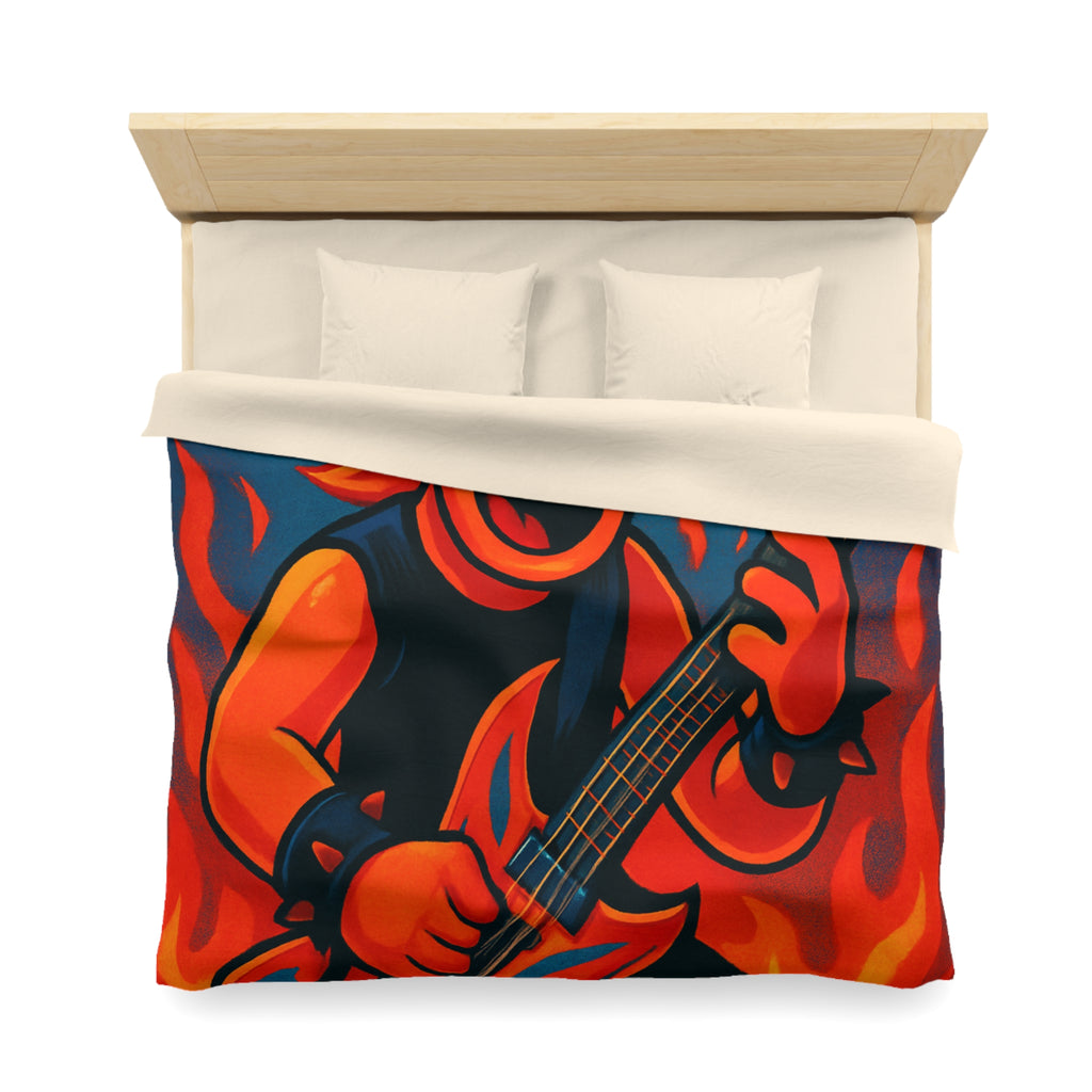 Housse de couette rock flamboyant avec guitare et éclairs pour déco vibrante