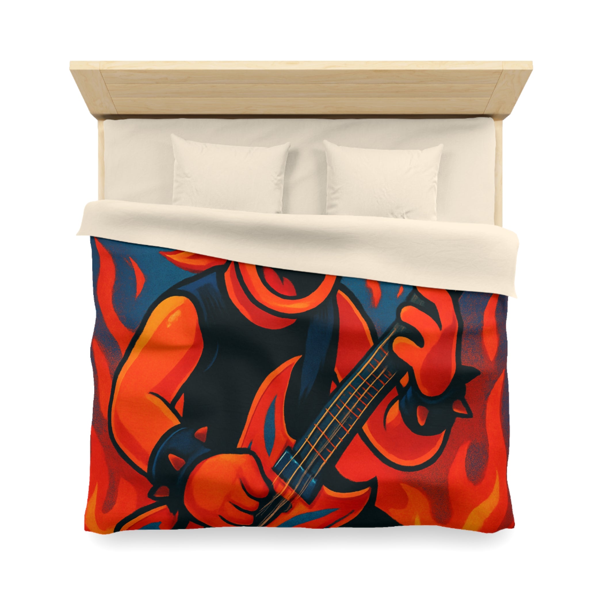 Housse de couette rock flamboyant avec guitare et éclairs pour déco vibrante