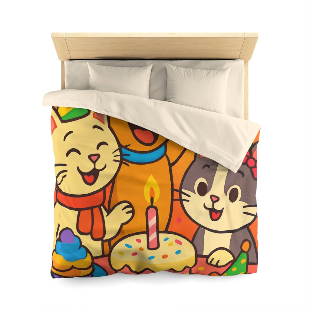 Housse de couette joyeuse et colorée avec animaux en fête pour chambre d'enfant