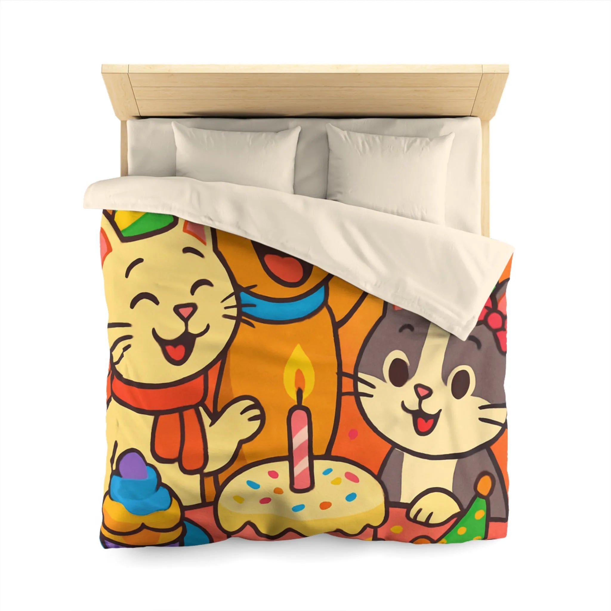 Housse de couette joyeuse et colorée avec animaux en fête pour chambre d'enfant