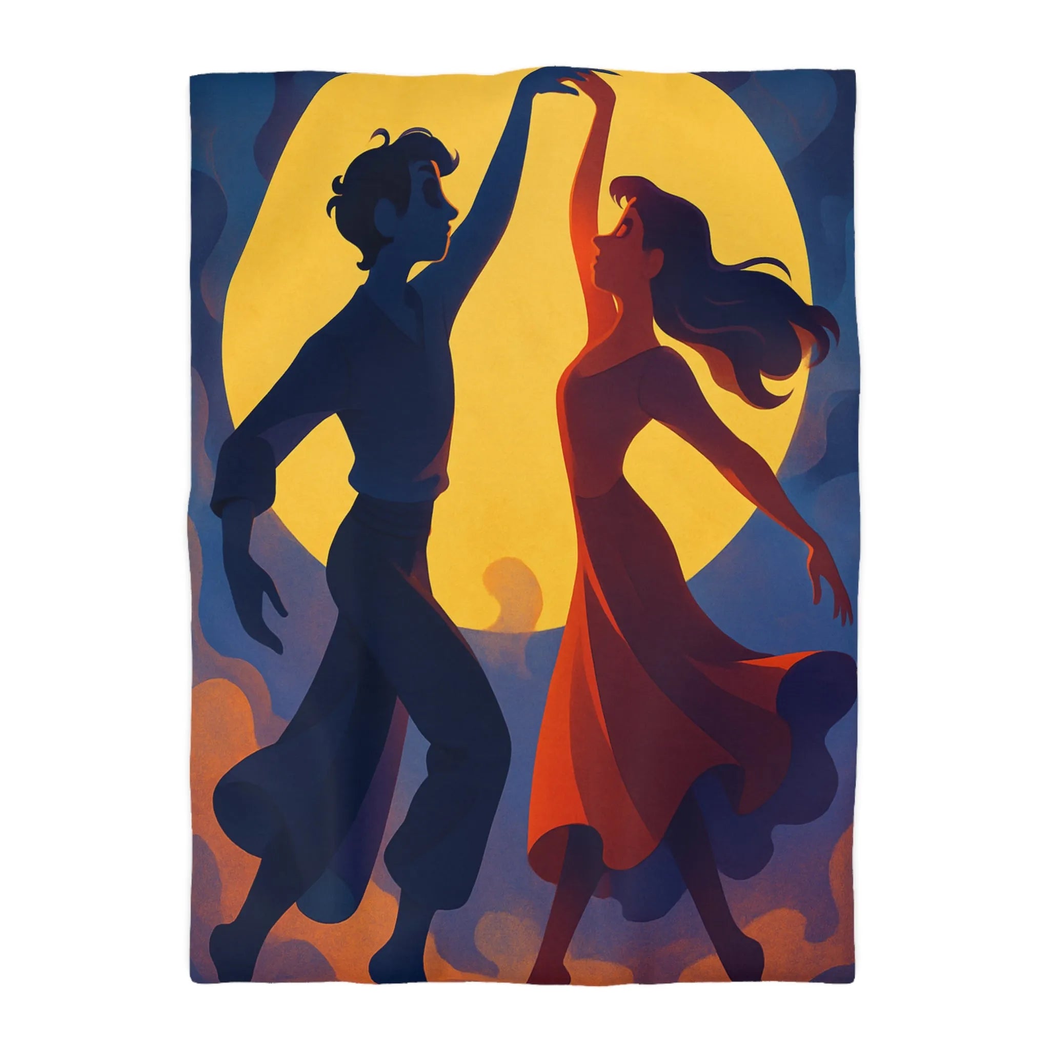 Envoûtante danse romantique sous une pleine lune lumineuse pour votre chambre élégante