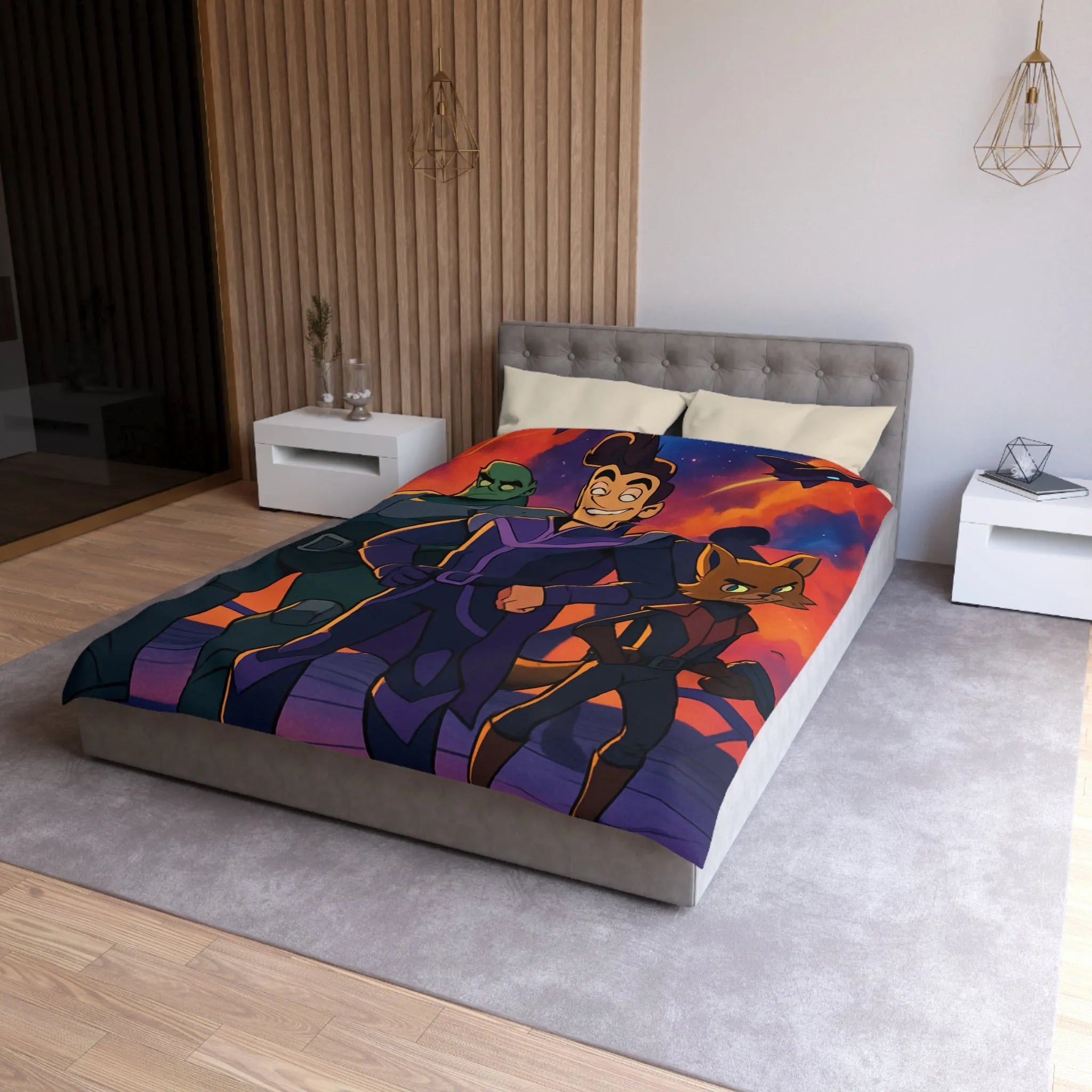 Housse de Couette Microfibre Art Graphique Contemporain Style Décoratif Chambre Tendance