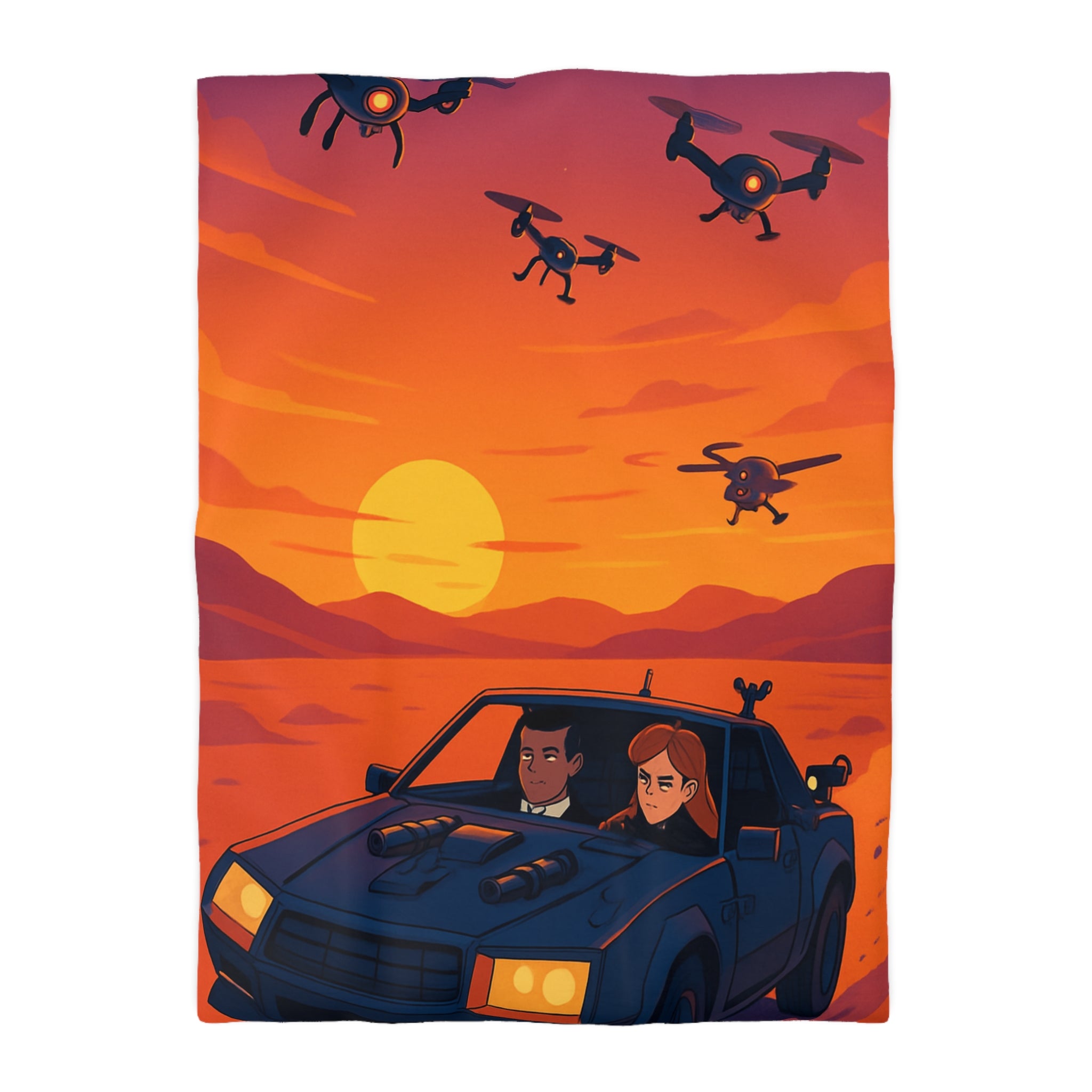 Housse de Couette Microfibre Illustration Unique Design Moderne Décoration Intérieure Raffinée