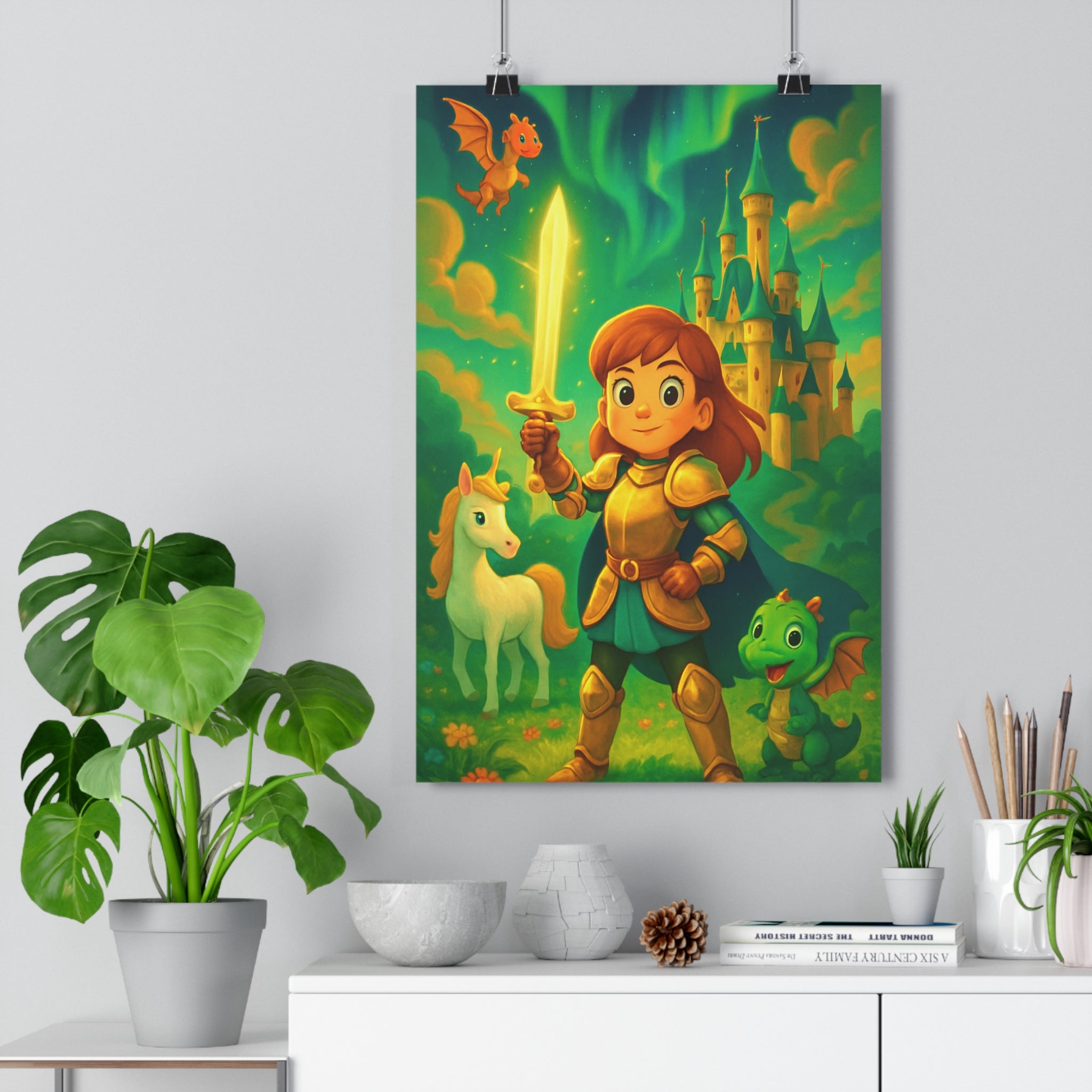 Poster décoratif moderne art coloré violet vert joyeux salon chambre dessin animé exclusif unique