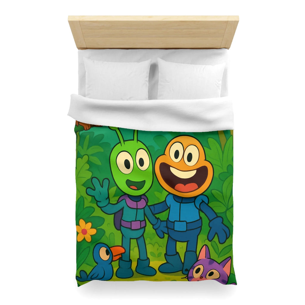 Housse de couette colorée avec animaux et extraterrestres dans une jungle animée