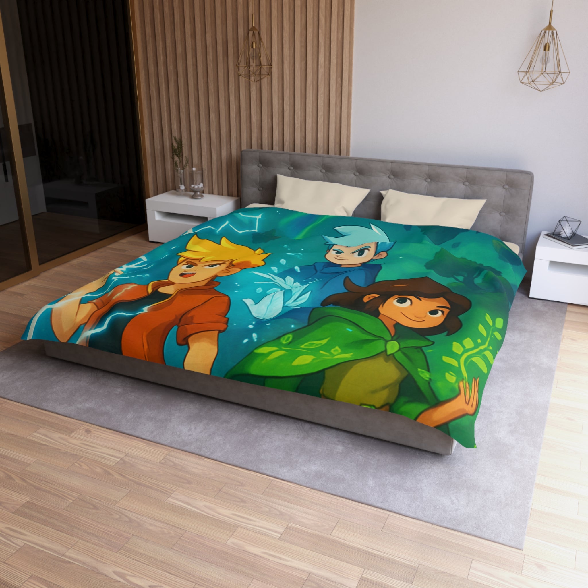 Housse de Couette Microfibre Design Artistique Moderne Décoration Chambre Confort Premium