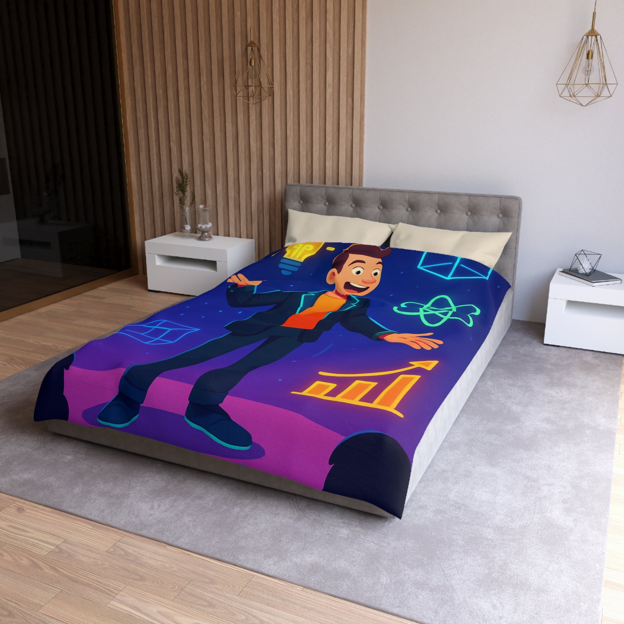 Housse de Couette Microfibre Motif Créatif Original Style Contemporain Chambre Élégante