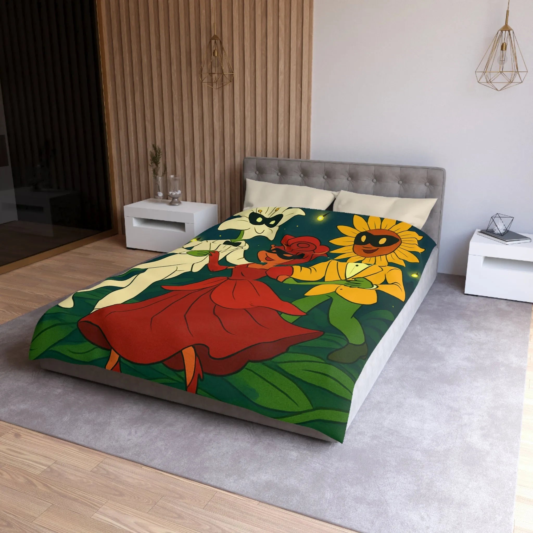 Housse de Couette Microfibre Art Graphique Contemporain Style Décoratif Chambre Tendance