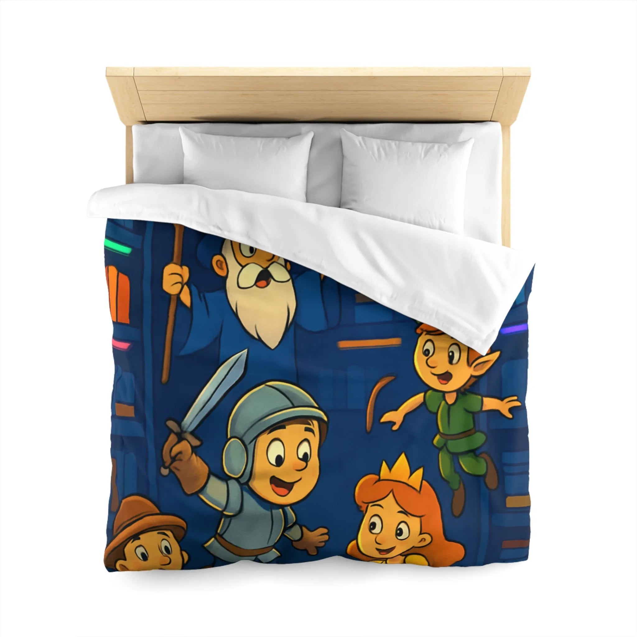 Housse de Couette Enchantée pour Enfants avec Contes Magiques et Personnages Historiques Colorés