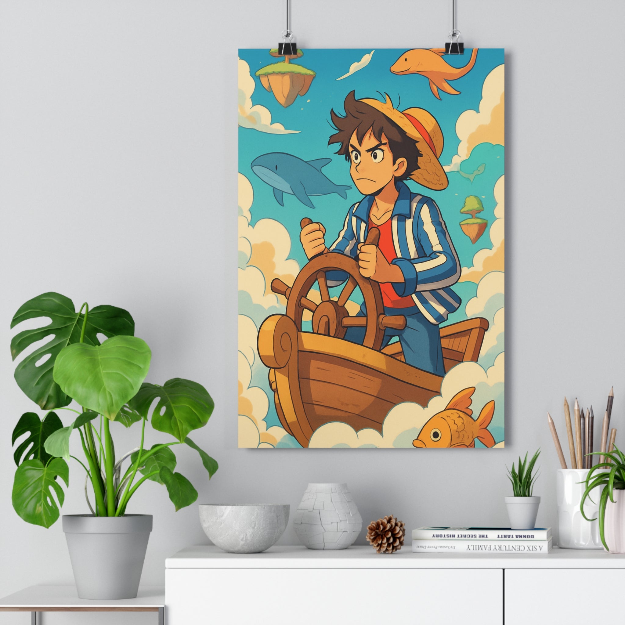 Poster décoratif aventure cartoon vibrant multicolore chambre enfant mur art fantastique créatif joyeux nautique