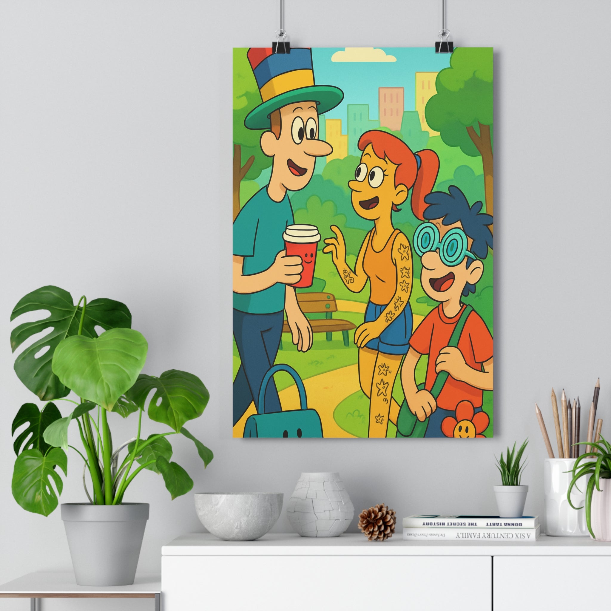 Poster décoratif moderne couleurs vives cartoon ambiance ludique salon chambre enfant design créatif unique