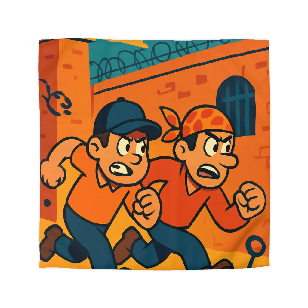 Housse de couette cartoon évasion prisonniers, ambiance aventure et couleurs vives captivantes