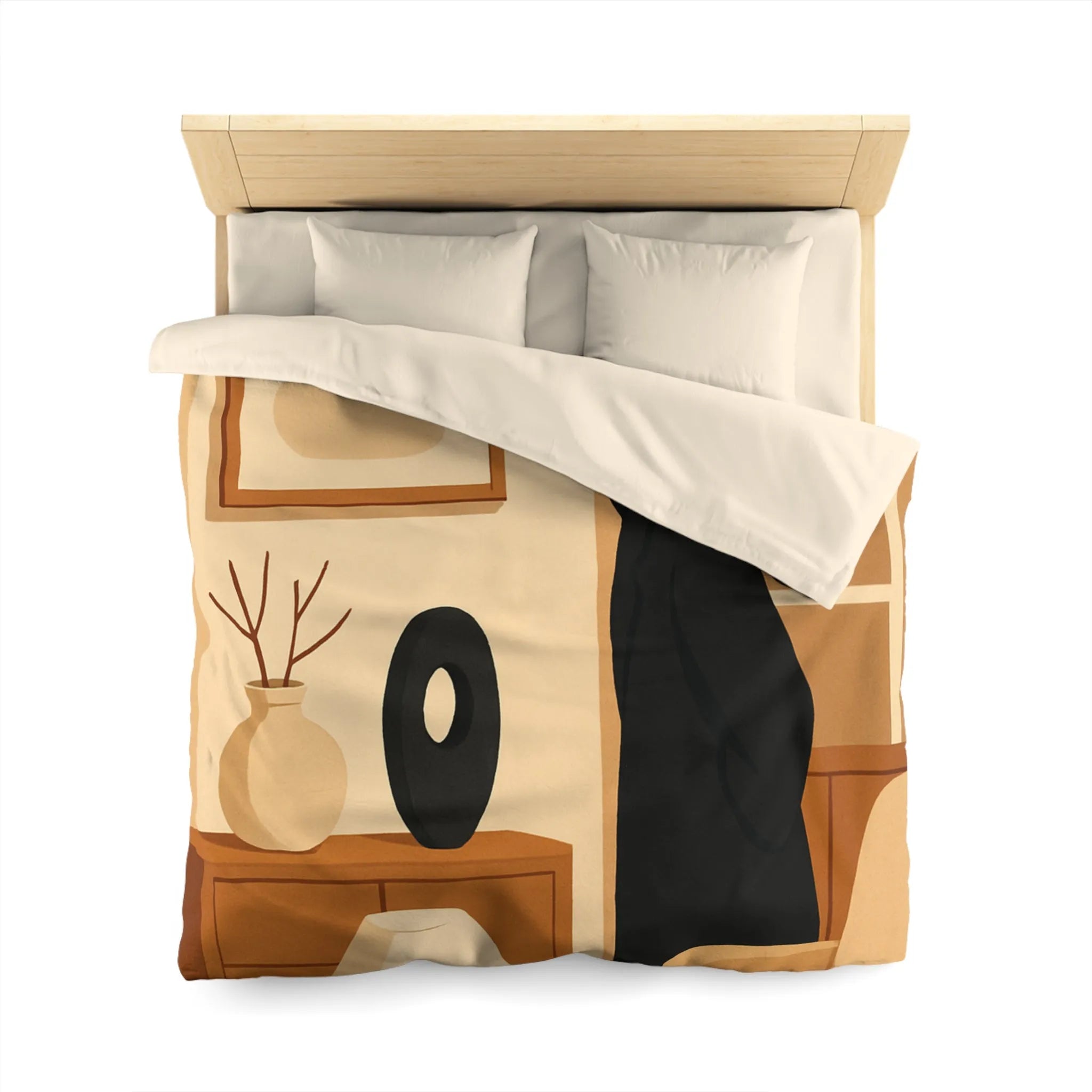 Élégant homme en noir dans salon moderne minimaliste aux accents artistiques abstraits