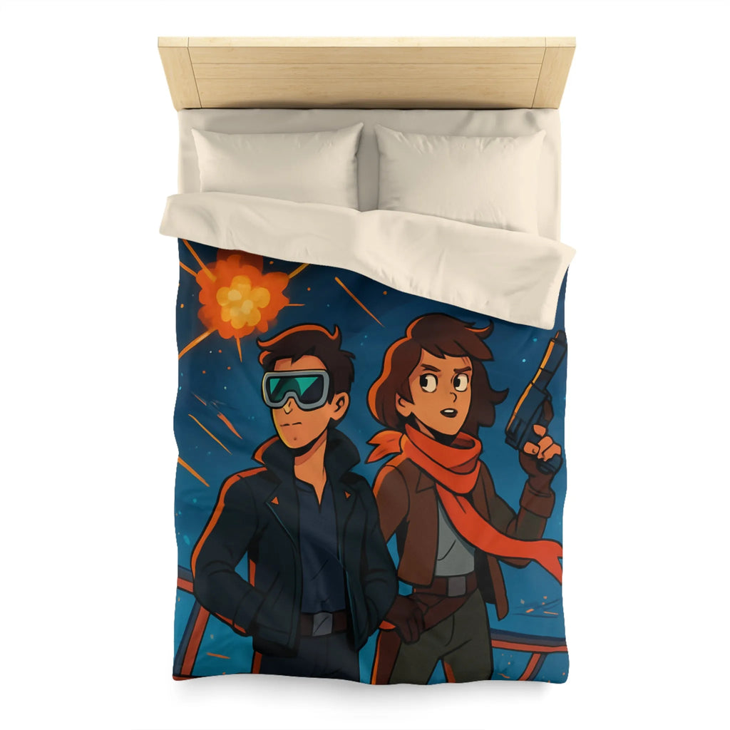 Housse de couette aventure galactique avec pilotes intrépides et bataille spatiale épique