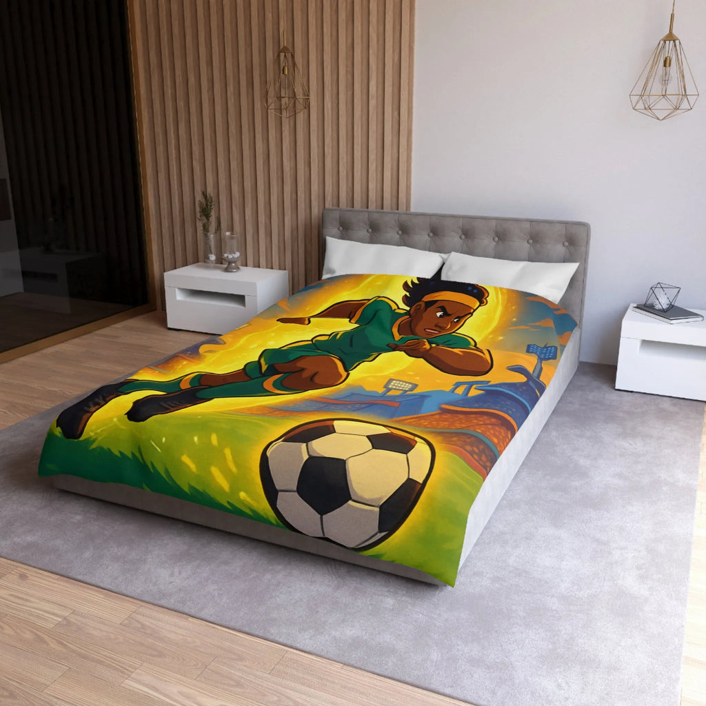 Housse de Couette Inspirée Footballeur Dessin Animé Dynamique pour Chambre de Supporter Passionné