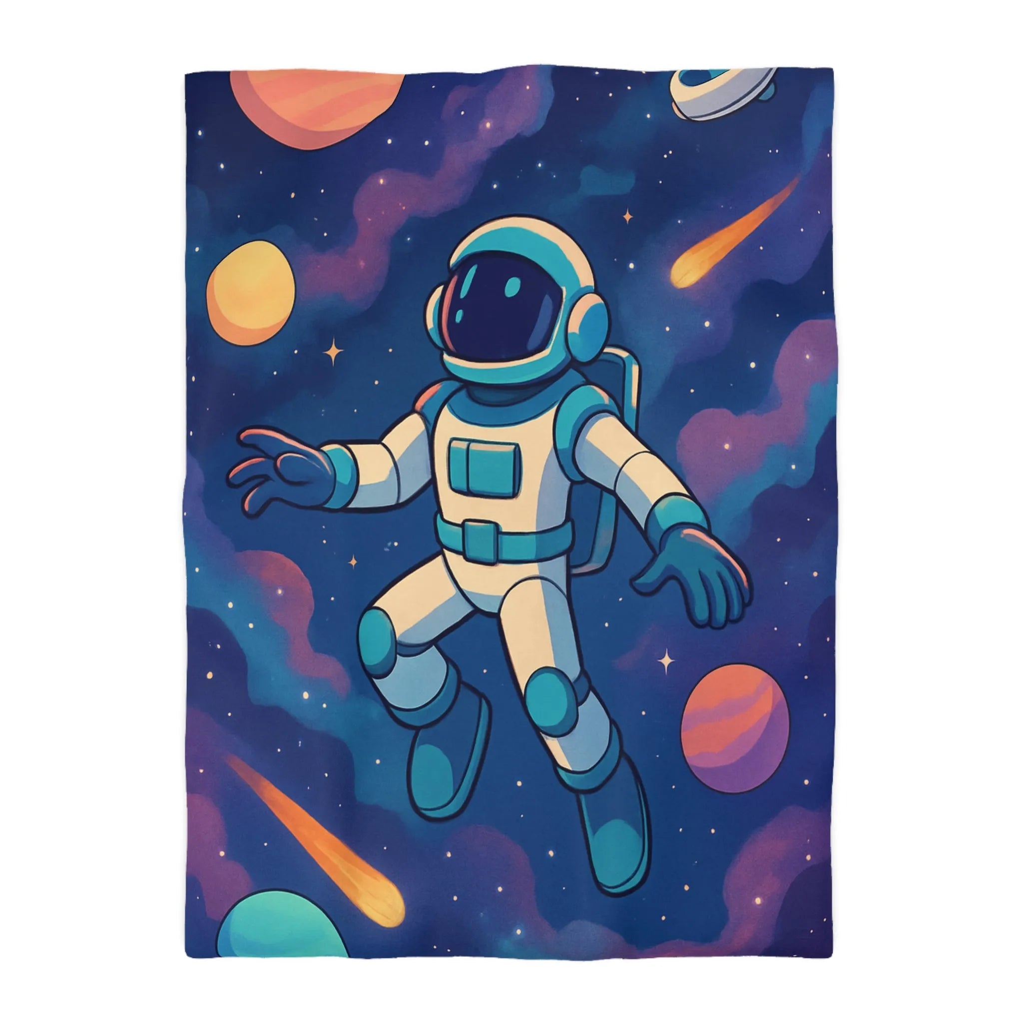 Housse de couette espace avec astronaute et planètes pour chambre d'enfant rêveuse