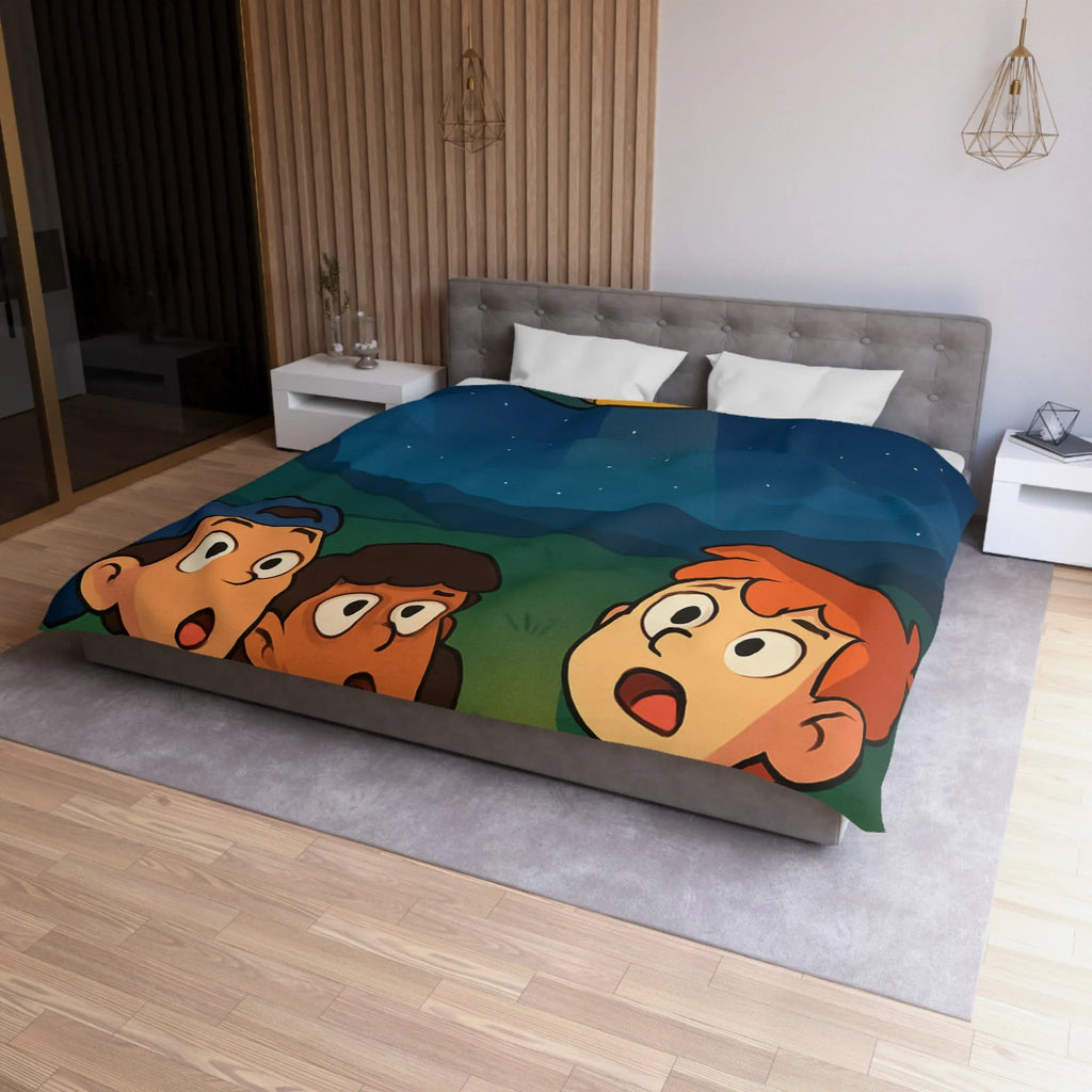 Découvre des Enfants Fascinés par un OVNI Éclairé dans le Ciel Nocturne Étoilé