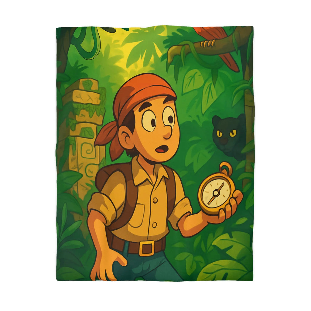 Exploration jungle animée avec boussole, perroquet, serpent et léopard pour chambre exotique