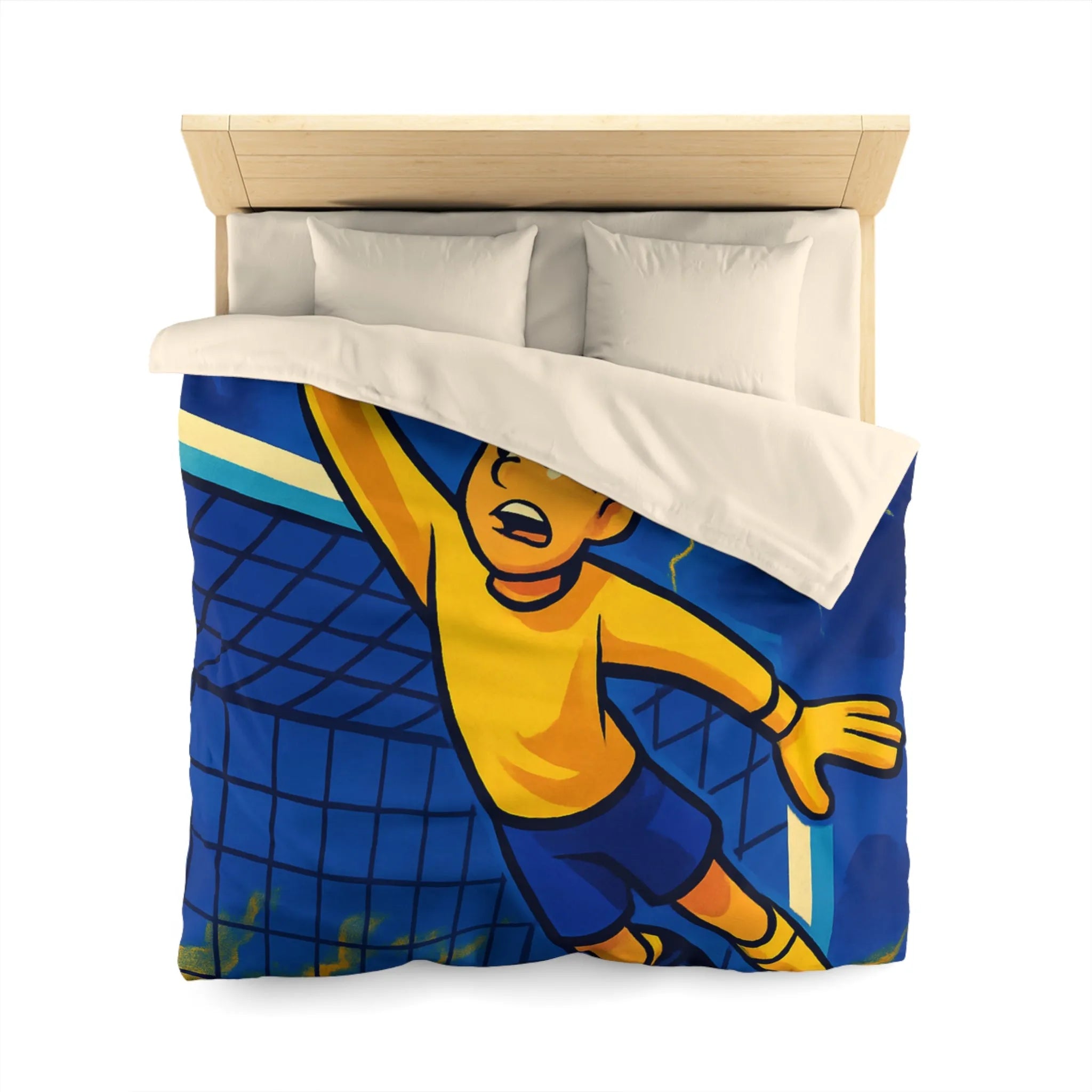 Housse de couette colorée, illustration de footballeur en action, idéale pour chambre d'enfant