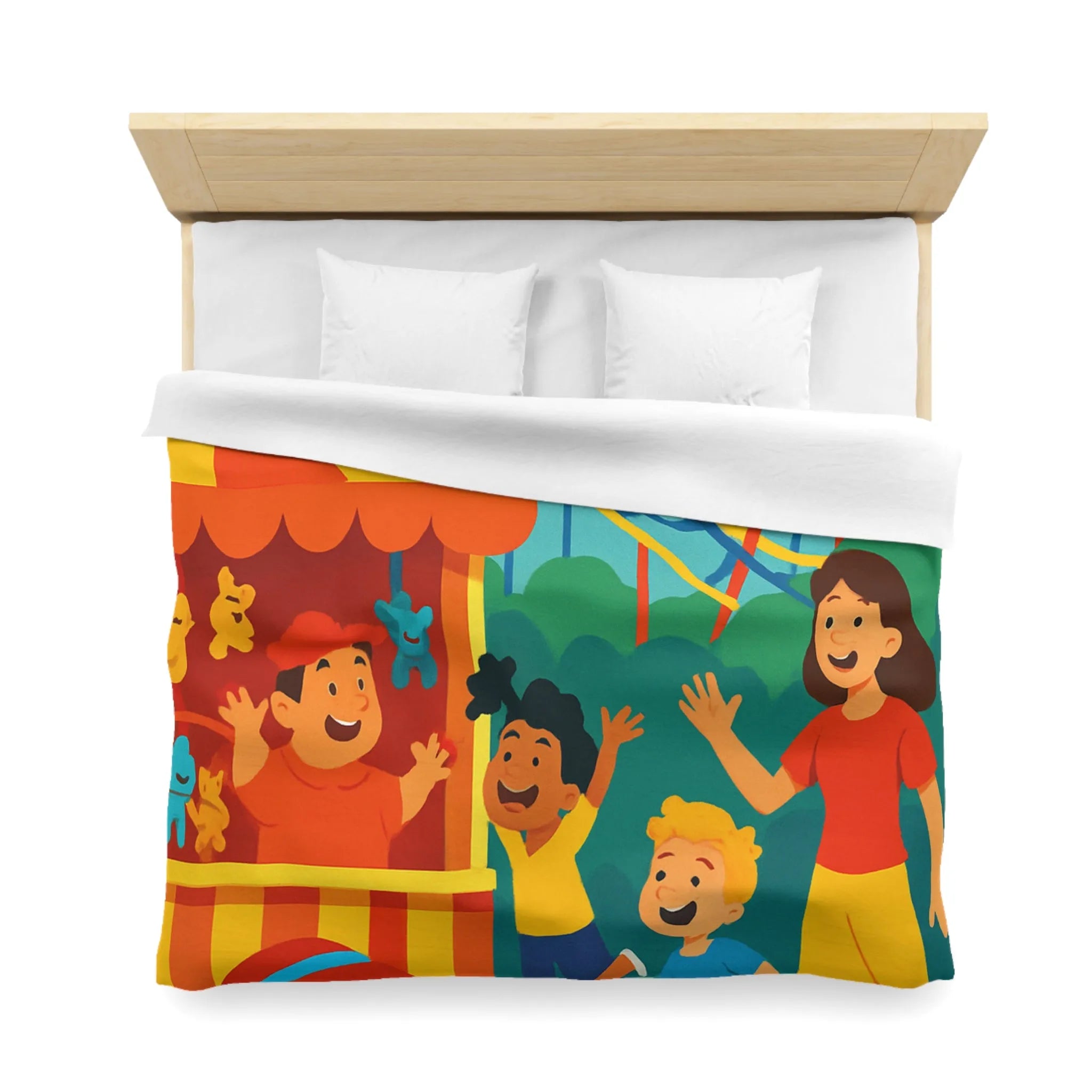 Housse de couette amusante pour enfants avec parc d'attractions coloré et joyeux