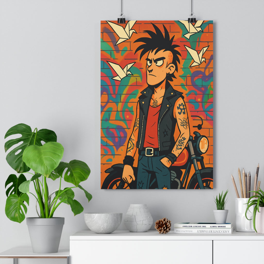 Poster décoratif dynamique chaos punk graffiti mur couleurs vives bande dessinée salon chambre moderne
