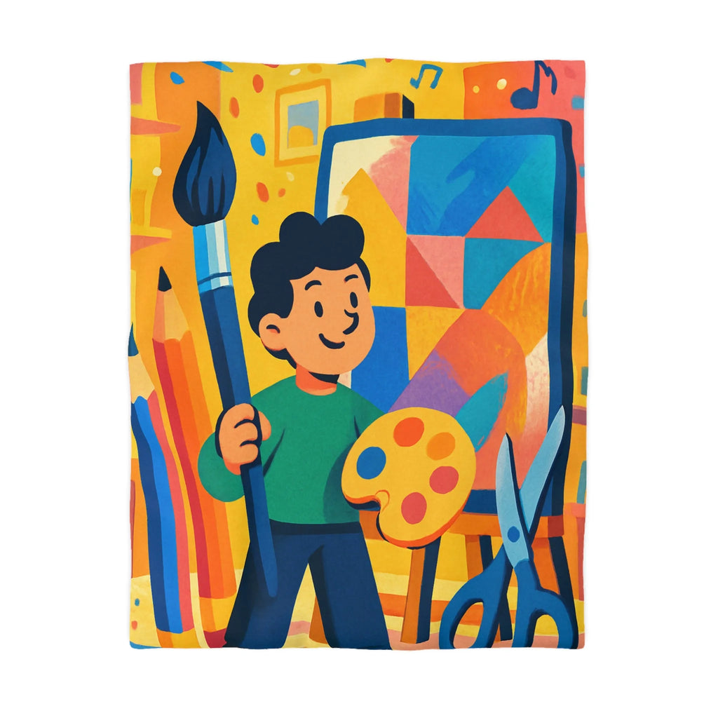 Housse de couette colorée avec motif artistique vibrante pour chambres créatives et dynamiques